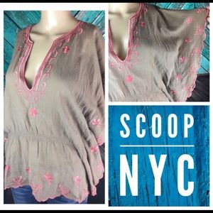 Scoop NYC Embroidered Batwing Top